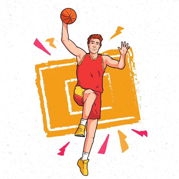 Illustrazione di disegno di pallacanestro disegnato a mano