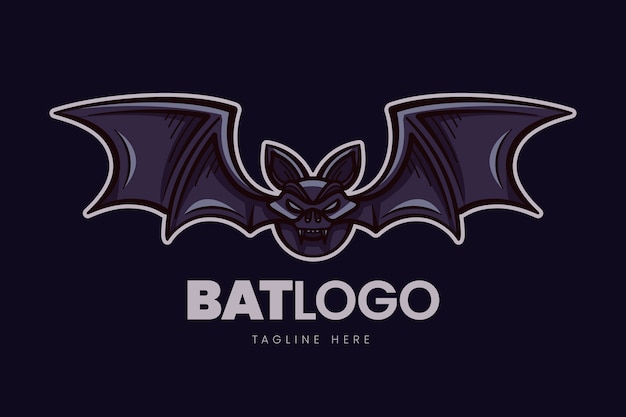 Vettore modello logo pipistrello disegnato a mano