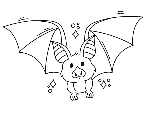 Hand drawn bat outline illustration