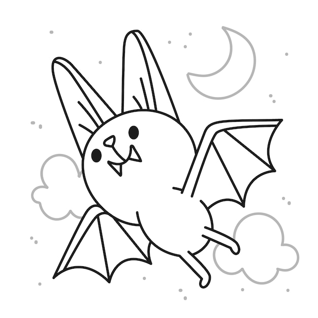 Vector hand drawn bat outline illustration