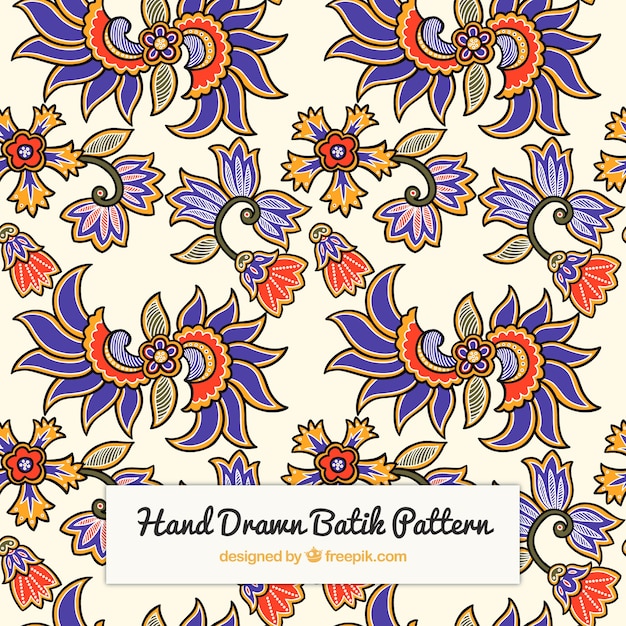 Hand drawn batik flower pattern