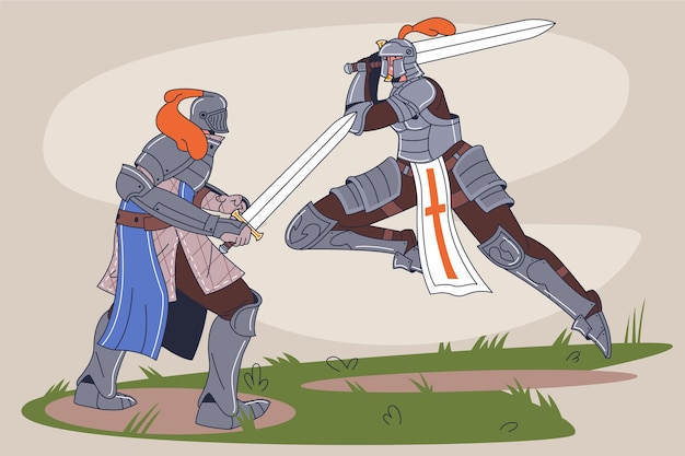 手描きの戦闘イラスト