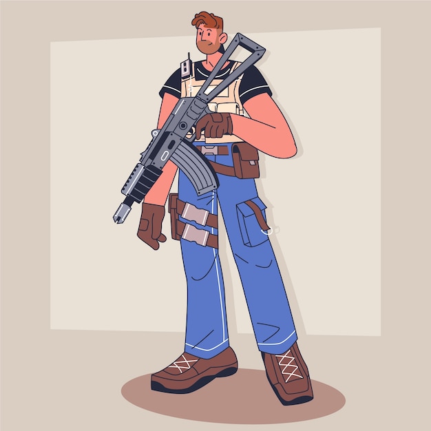 手描きの戦闘イラスト