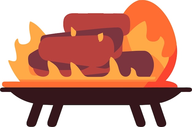Ручной рисунок барбекю для концепции пикников на открытом воздухе в плоском стиле, изолированный на заднем плане