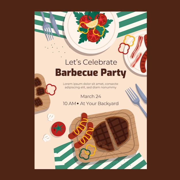 Vector hand drawn bbq party poster template