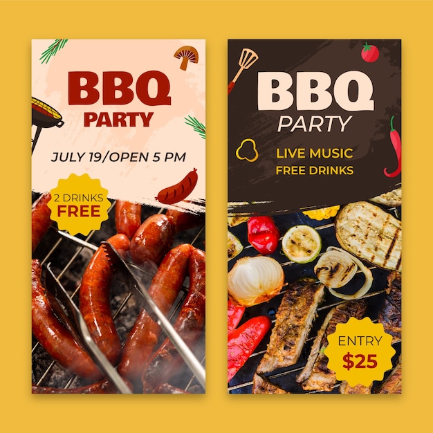 Vector hand drawn bbq party vertical banner