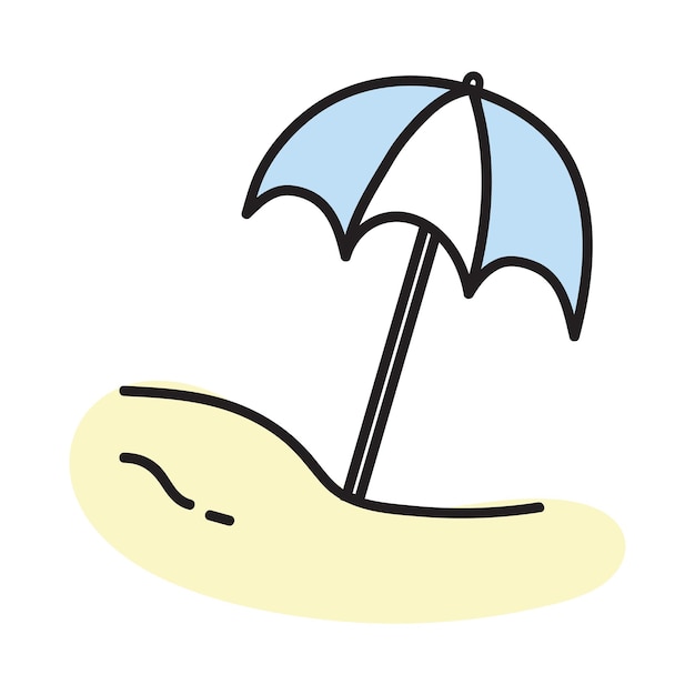 Hand drawn Beach Umbrella icon Design Template vector sketch doodle illustration isolated on white background Summer vacation and leisure symbol Perfect For coloring books and stickers