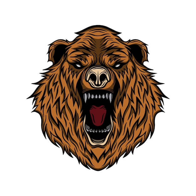 Hand drawn bear head roar illustration