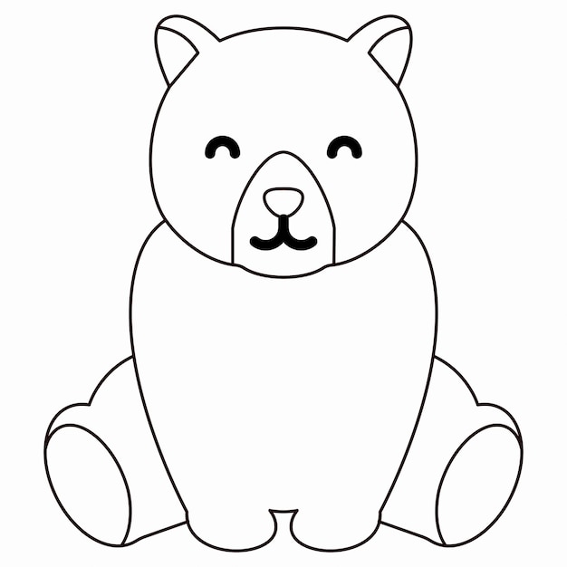 벡터 낙서 스타일 스케치에 손으로 그린된 곰입니다. 라인 아트와 컬러. 어린이 교육.