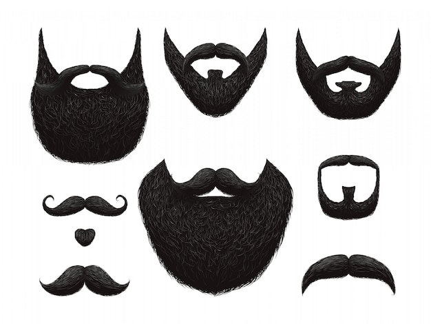 Vector hand drawn beards and mustaches vector collection