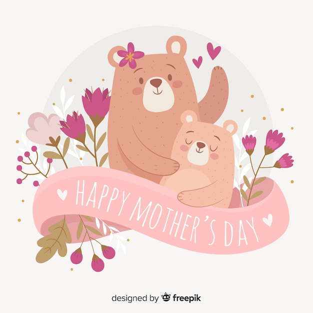 Vector hand drawn bears mother's day background