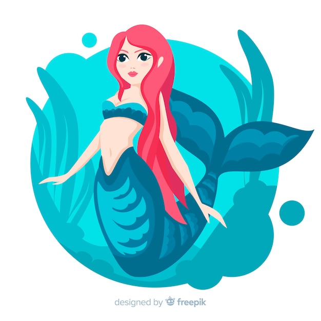 Hand drawn beautiful mermaid background