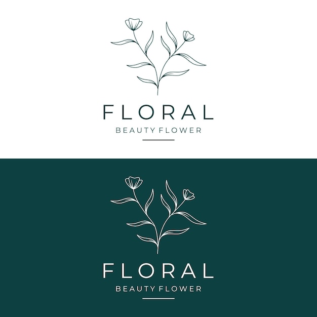 Hand drawn beautiful organic floral leaf and flower floral design logo for business decoration wedding greeting card and photography