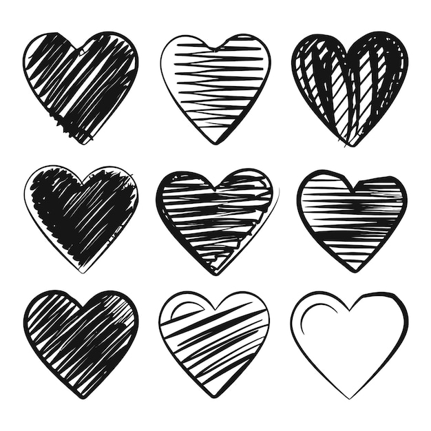 Hand drawn beautiful vector heart collection