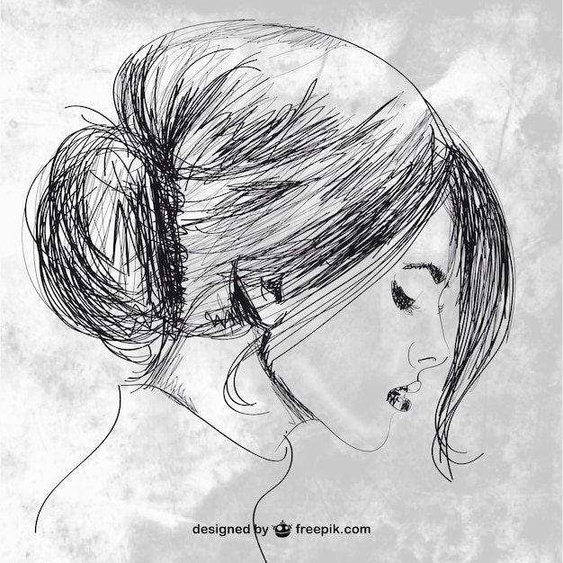 Vector hand drawn beautiful woman