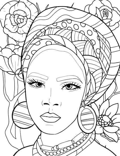 Premium Vector | Hand drawn beauty girl coloring page