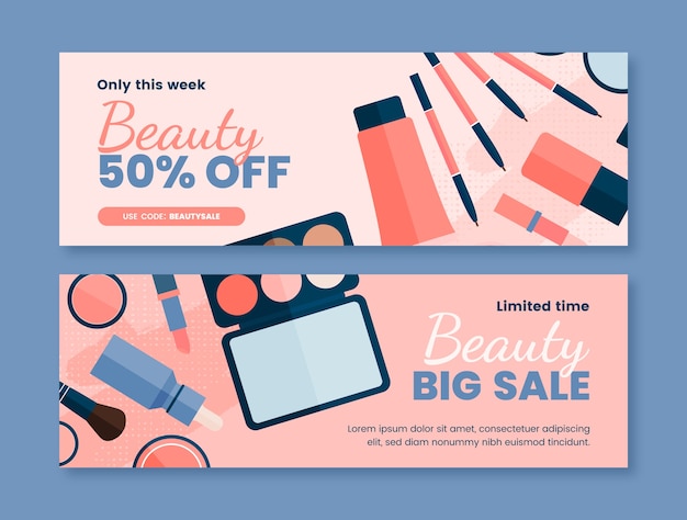 Vector hand drawn beauty sale banner design