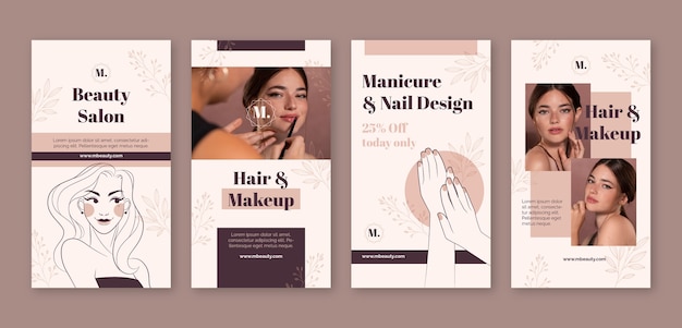 hand drawn beauty salon instagram stories