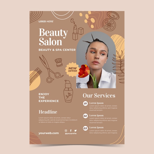 Hand drawn beauty salon poster