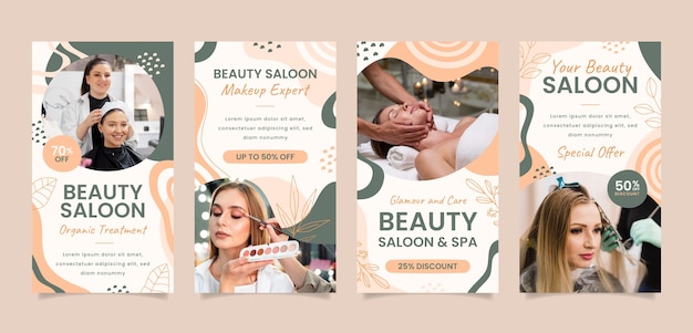 Hand drawn beauty salon template design