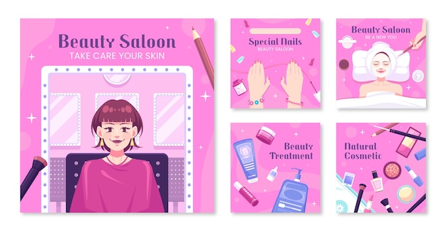 Vector hand drawn beauty salon template