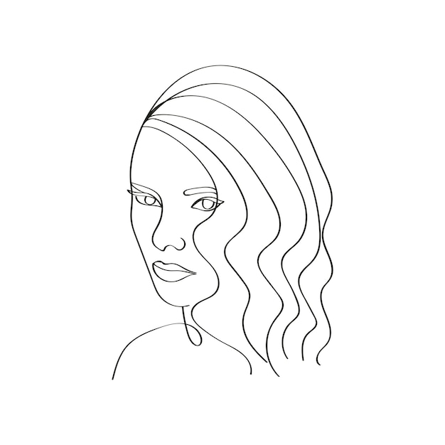 Hand-drawn beauty woman hairstyle line art drawing artwork