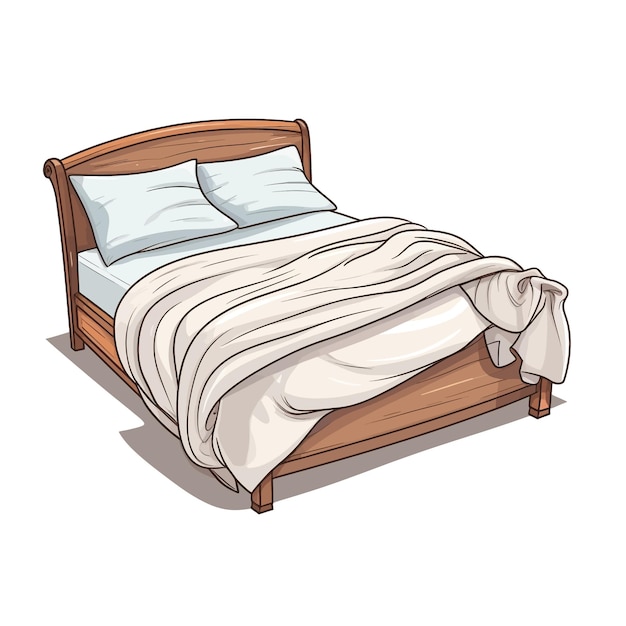 Hand drawn Bed cartoon vector illustration clipart white background