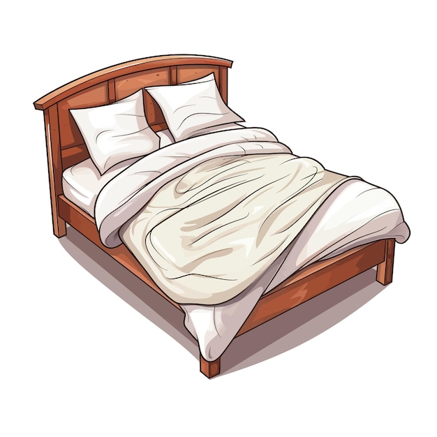 Vector hand drawn bed cartoon vector illustration clipart white background