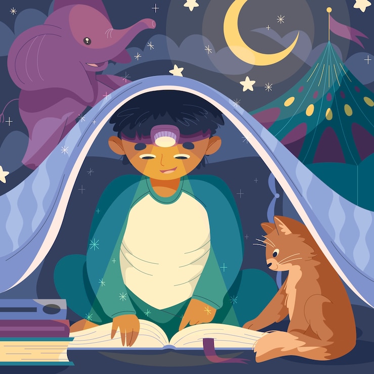 Vector hand drawn bedtime stories illustration