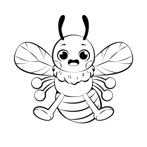 Vector hand drawn bee outline illustration