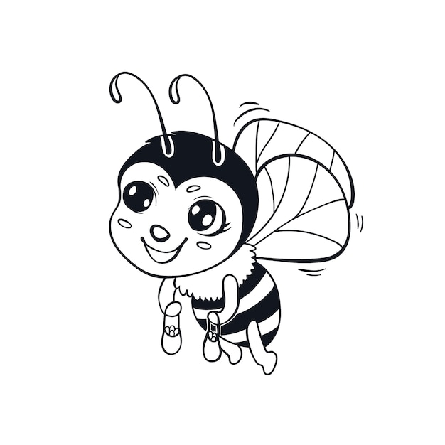 Vector hand drawn bee outline illustration