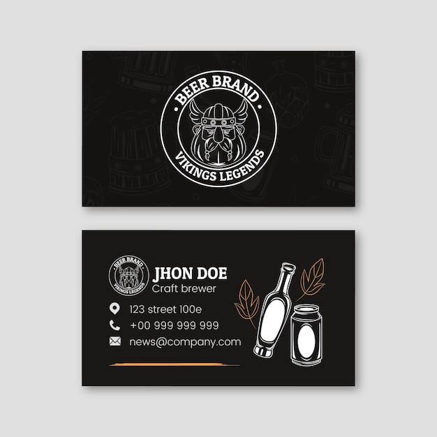 Vector hand drawn beer bar business card design