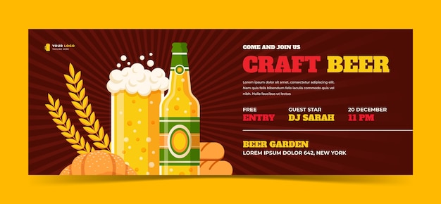 Vector hand drawn beer bar facebook cover