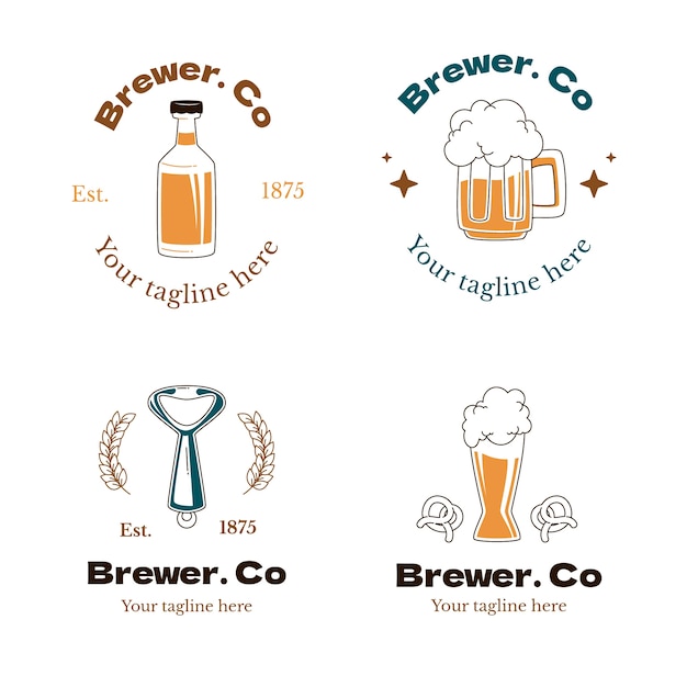 Hand drawn beer bar logo template