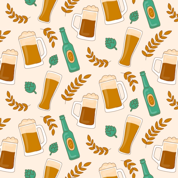 Vector hand drawn beer bar pattern