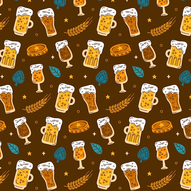 Vector hand drawn beer bar pattern