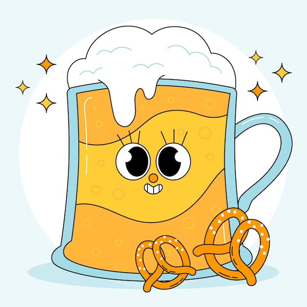 Hand drawn beer cartoon illustration