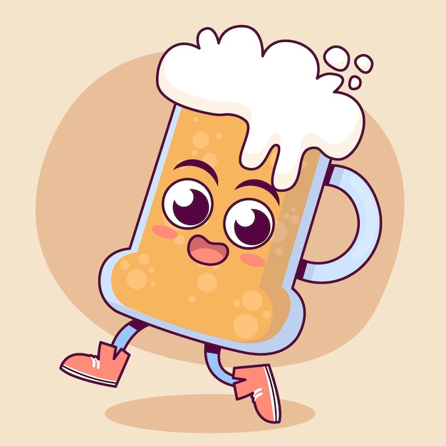 Vector hand drawn beer cartoon illustration