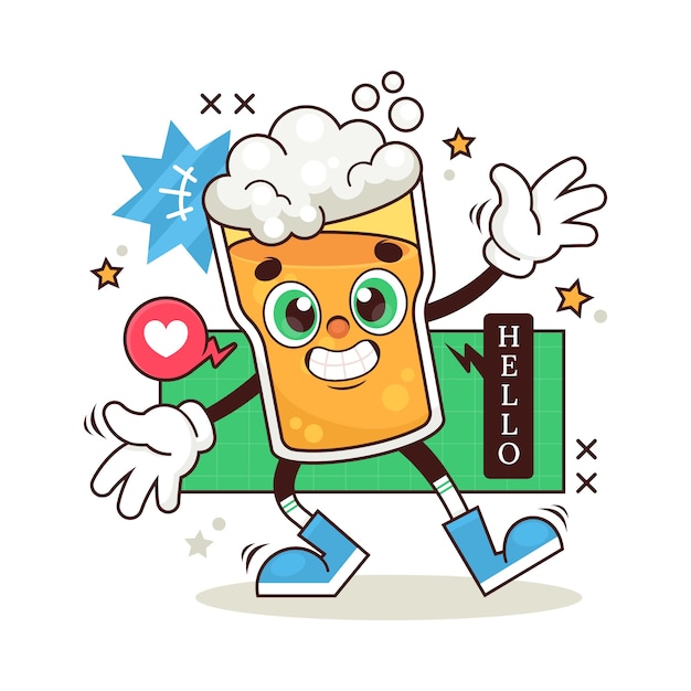 Vector hand drawn beer  cartoon illustration