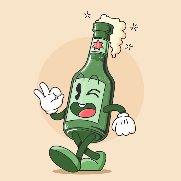 Vector hand drawn beer cartoon illustration