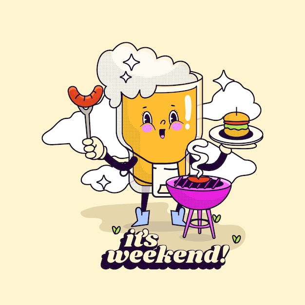 hand drawn beer cartoon illustration