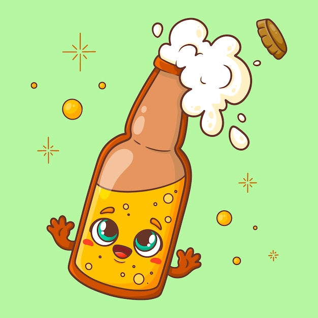 Hand drawn beer  cartoon illustration