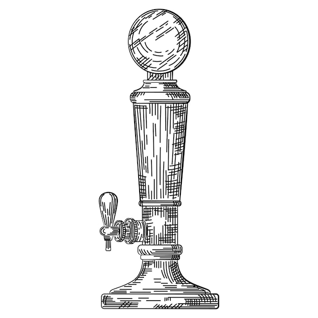 Ручное диспенсерное оборудование для пива Алкогольный кран, используемый в баре для наполнения холодного пенящего напитка сидра или лимонада из бочки в ретро-стиле
