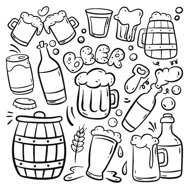 Hand drawn beer doodle vector element