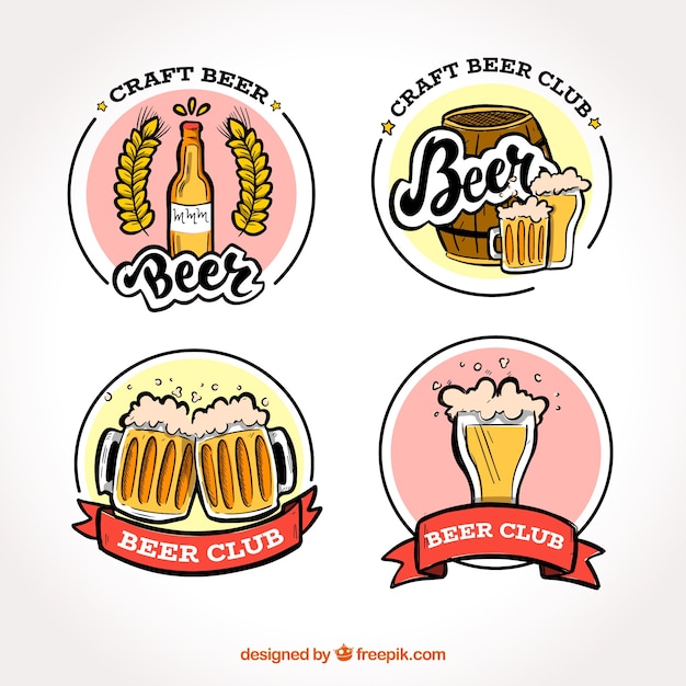 Premium Vector Hand drawn beer logo collection