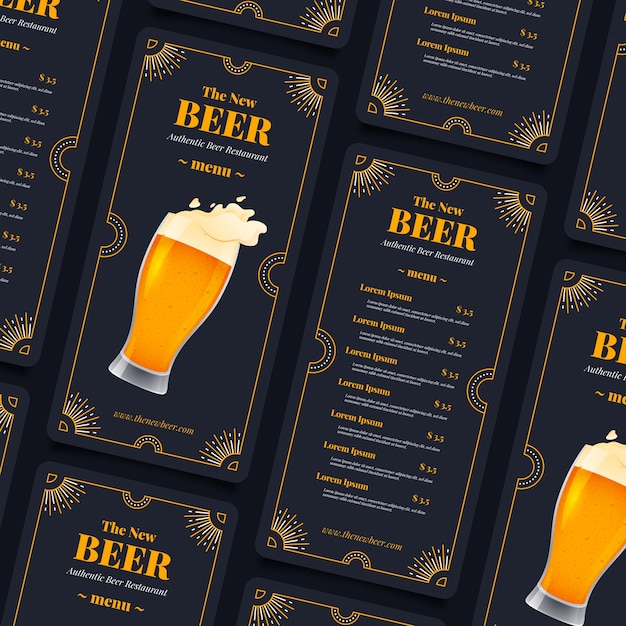 Modello di menu della birra disegnato a mano