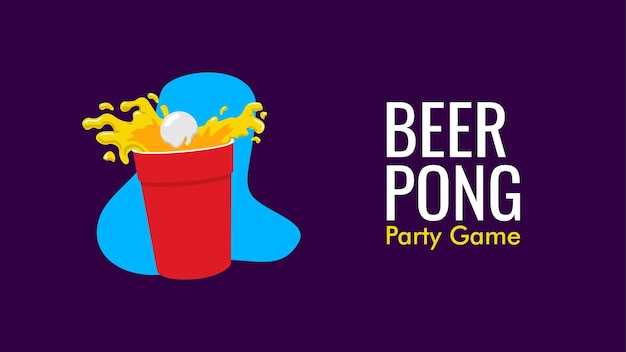 Vector hand drawn beer pong illustration for banner template