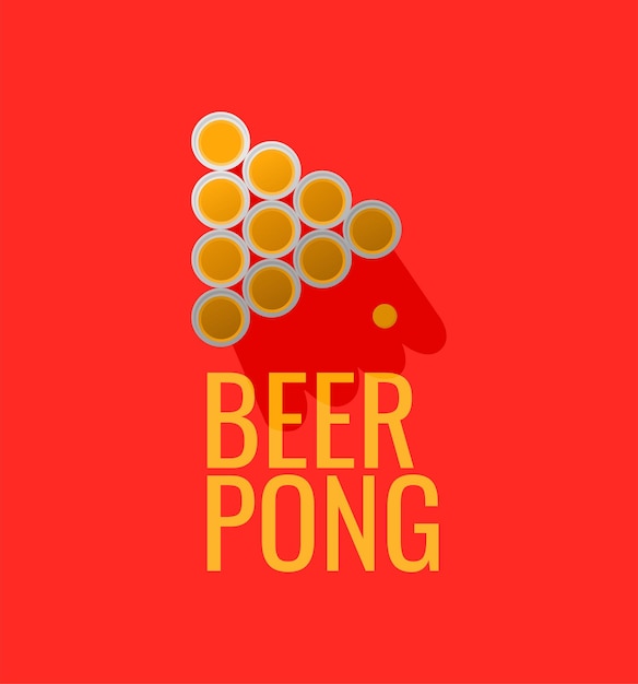 Hand drawn beer pong illustration for poster template