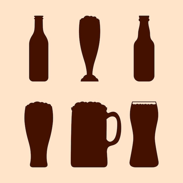 Vector hand drawn beer silhouette set