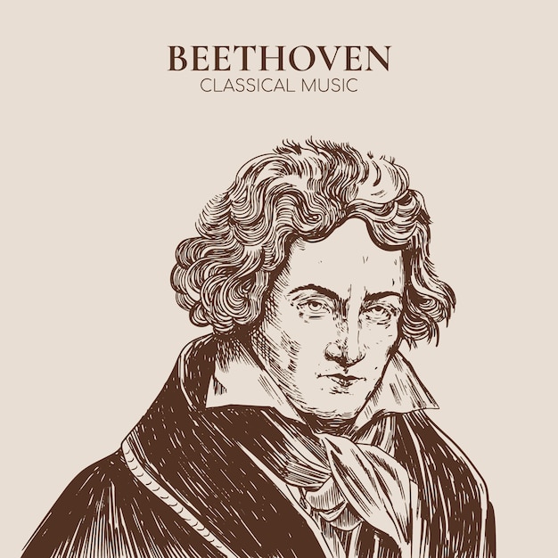 Vector hand drawn beethoven illustration